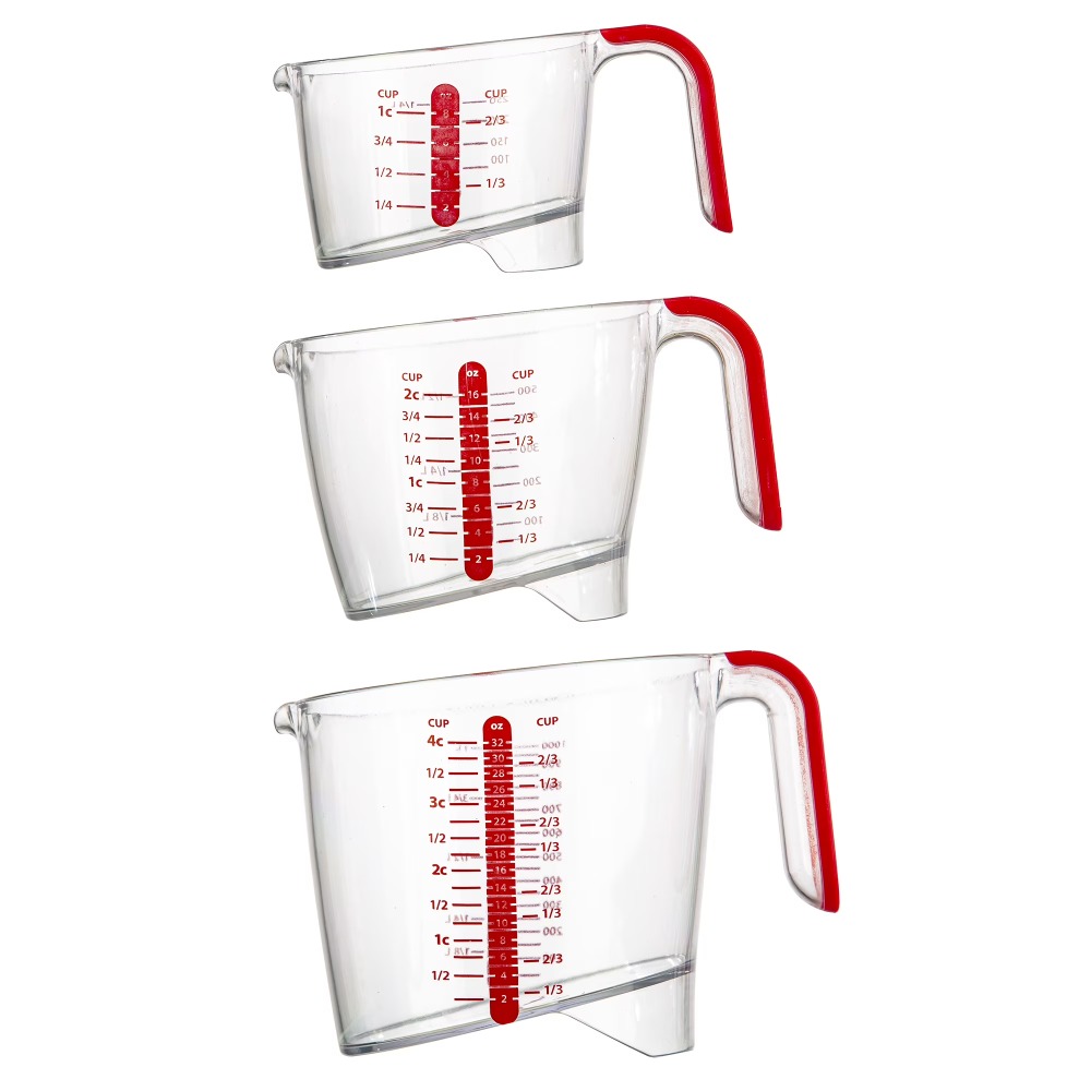 Kitchen Glass Baking Set - 3피스 액체 계량컵 세트, 읽기 쉬운