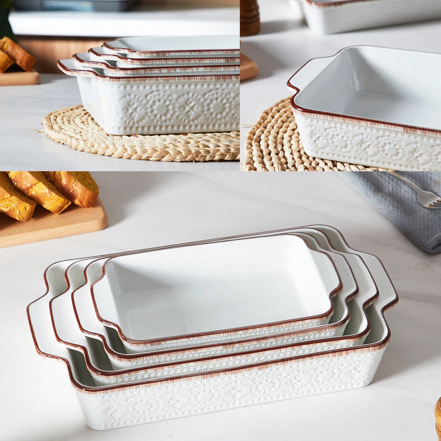 Kitchen Glass Baking Set - 오븐용 캐서롤 접시 빈티지 도자기 베이킹