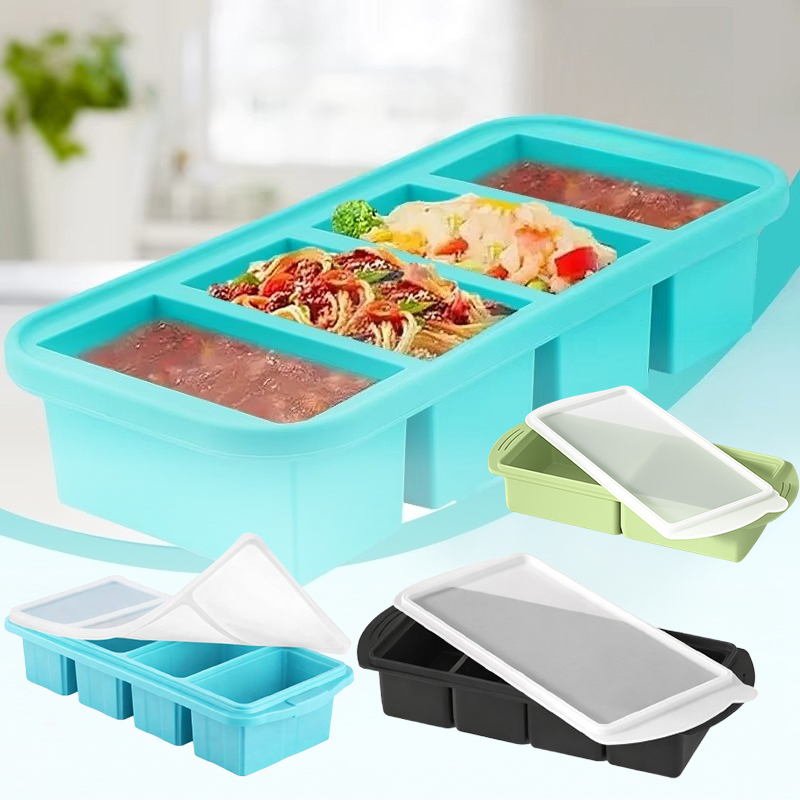 Kitchen Baking Organization - 대형 실리콘 아이스 큐브 몰드(뚜껑 포함)