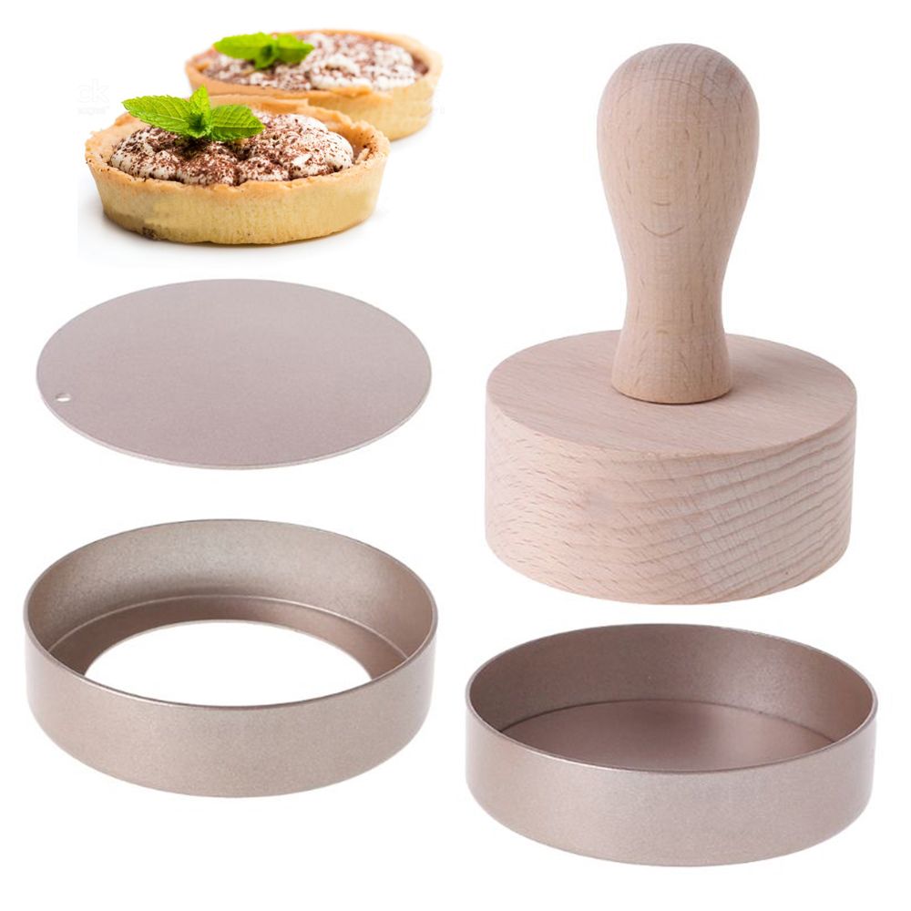 Tart Pan Loose - 3.5인치 나무 손잡이 디저트용 알루미늄 합금
