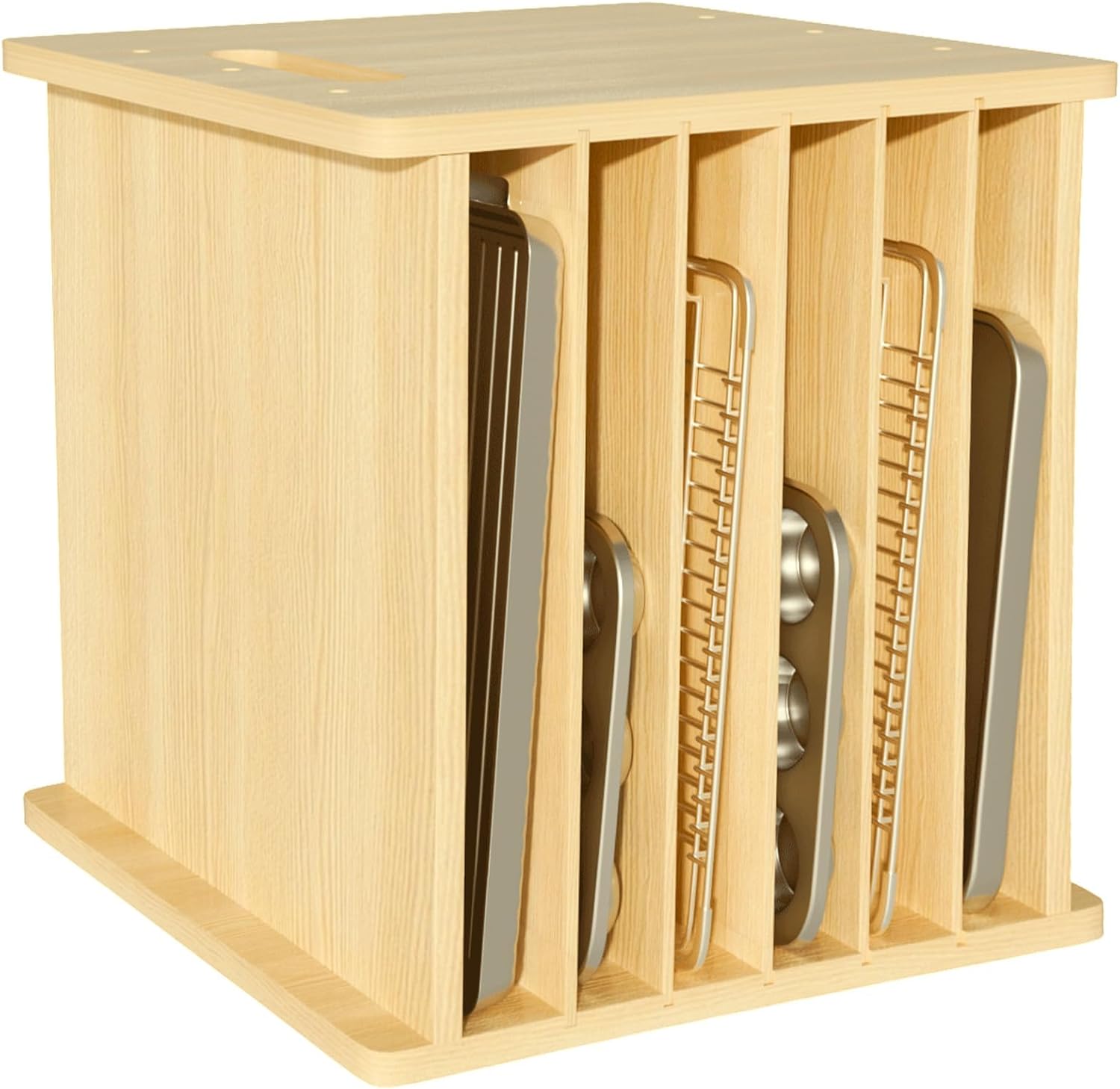 Kitchen Baking Sheet Organizer - 나무 베이킹 트레이 디바이더 정리함, 수직