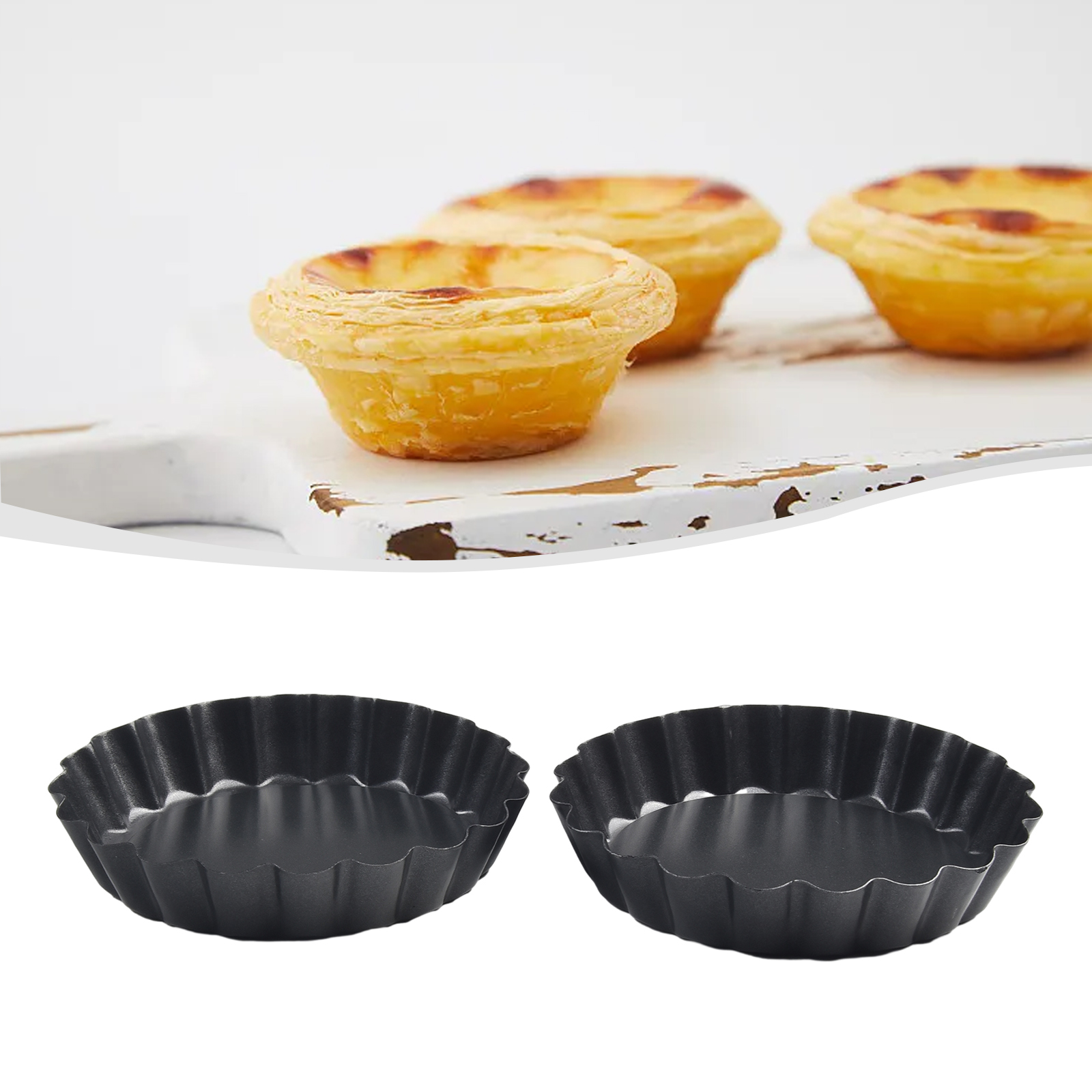 Tart Pan Loose - 6개입 4인치 논스틱 퀴시 팬, 탈착식