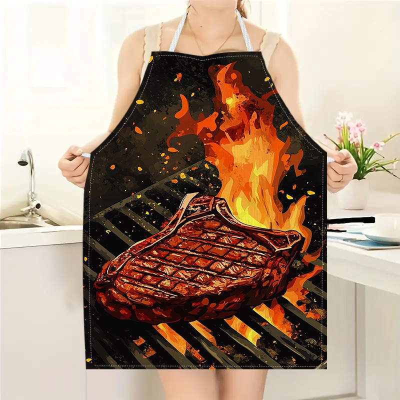 Kitchen Baking Gift Ideas - 불꽃 그릴 프린트가 있는 바베큐 스테이크