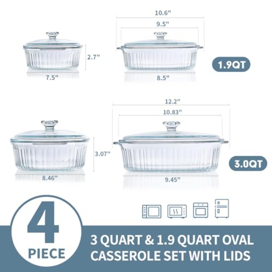 주방용 베이킹 접시 세트, 붕규산 유리, 투명, 오븐  - Kitchen Glass Baking Set 리뷰 및 가격