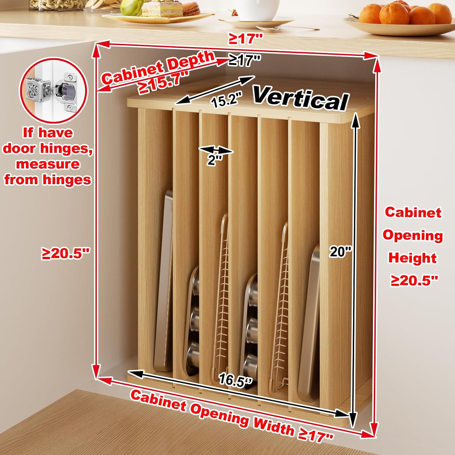 나무 베이킹 트레이 디바이더 정리함, 수직 쿠키 시트, - Kitchen Baking Sheet Organizer 리뷰 및 가격