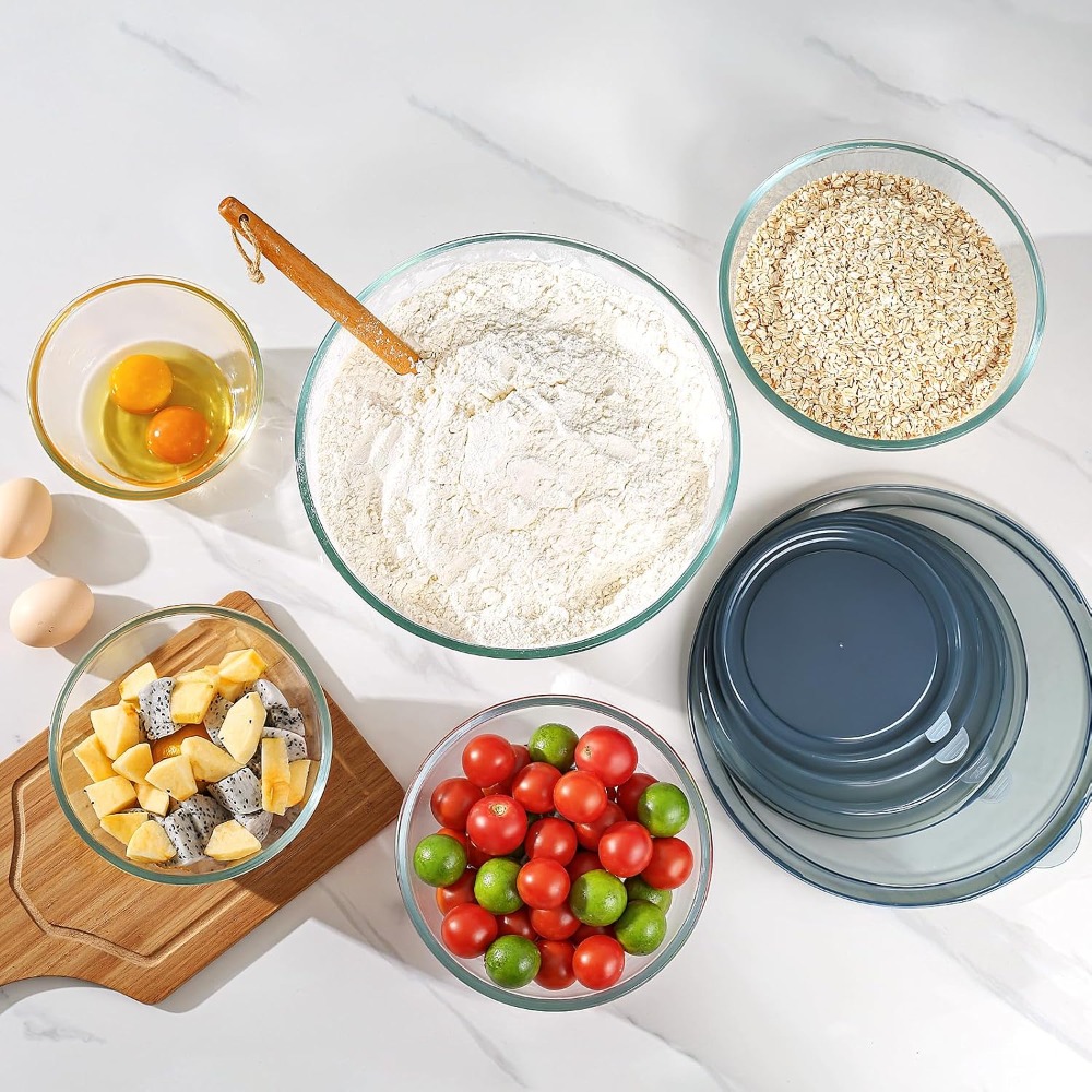유리 믹싱볼 세트(뚜껑 포함 5개), 두꺼운 유리 네스 - Kitchen Glass Baking Set 리뷰 및 가격