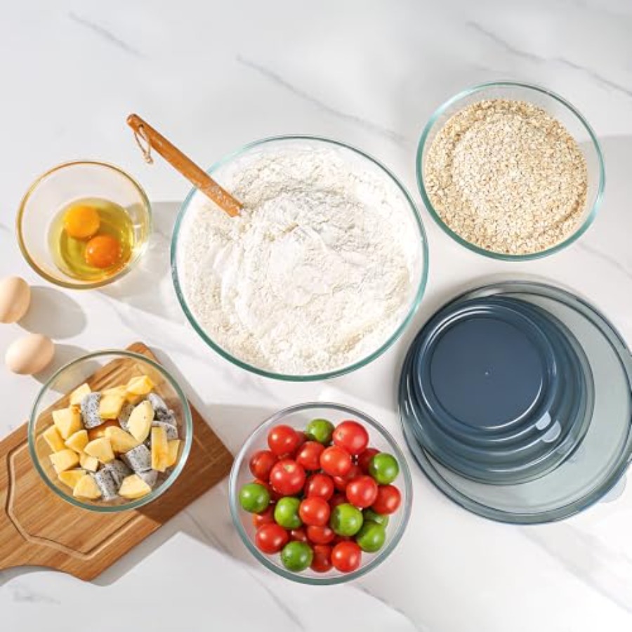 유리 믹싱볼 세트(뚜껑 포함) 5종(4.78QT, 2. - Kitchen Glass Baking Set 리뷰 및 가격