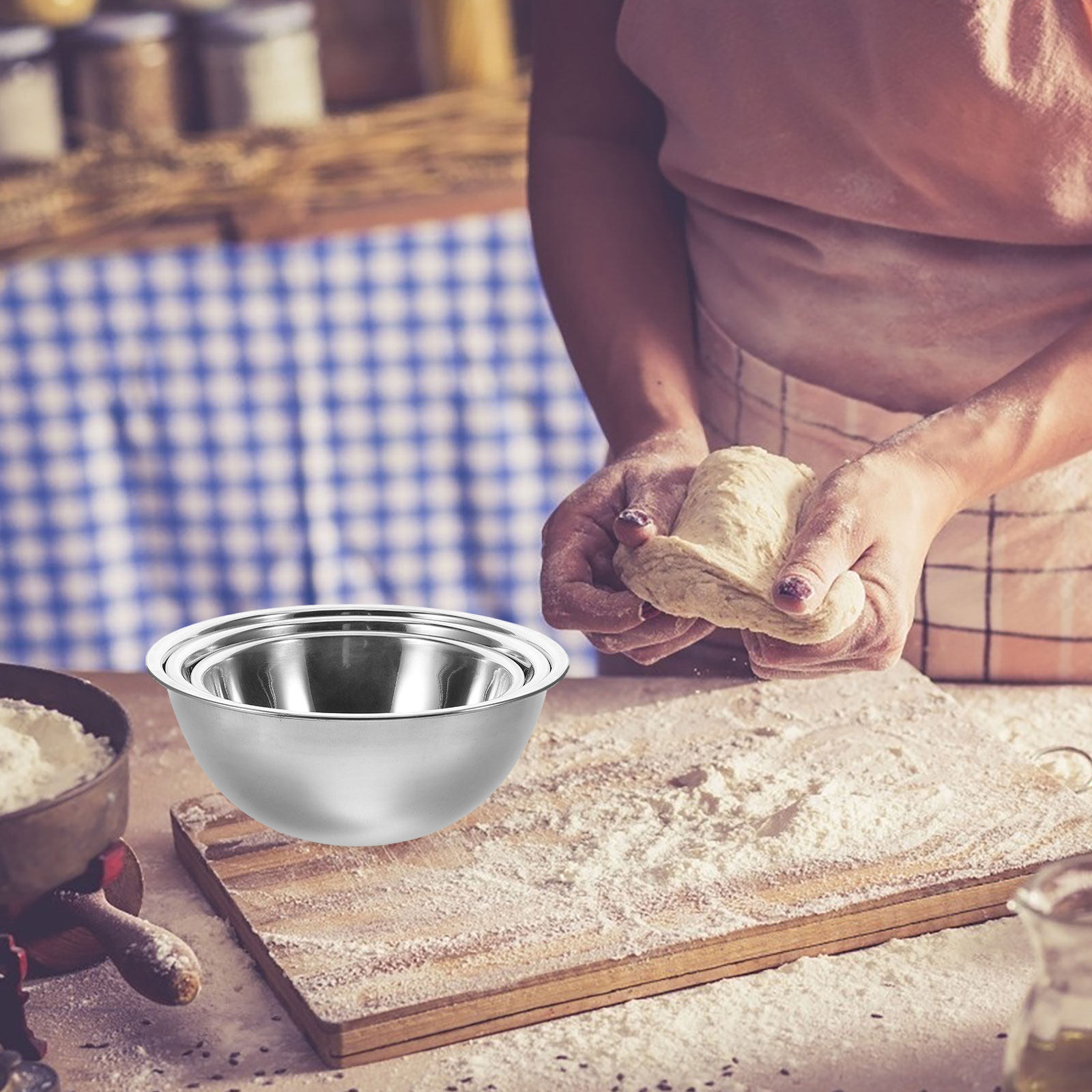 3Pcs 스테인레스 스틸 믹싱 볼 세트 베이킹 반죽 혼 - Kitchen Baking Bowls 리뷰 및 가격
