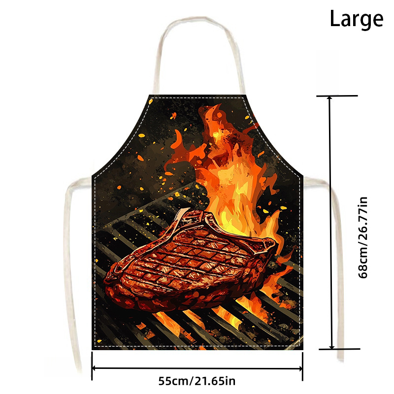 불꽃 그릴 프린트가 있는 바베큐 스테이크 앞치마 1개, - Kitchen Baking Gift Ideas 리뷰 및 가격