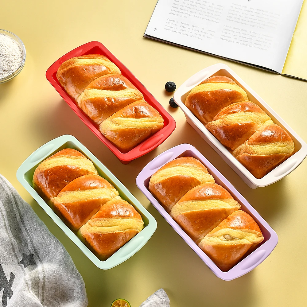 4Pcs 뜨거운 판매 실리콘 케이크 금형 직사각형 팬  - Kitchen Baking Pans For Sale 리뷰 및 가격