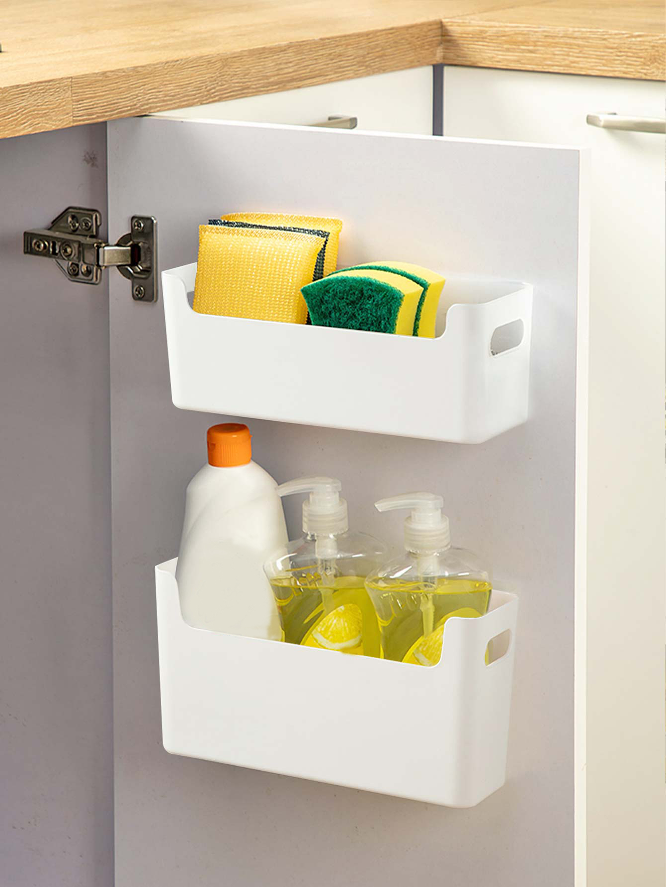 펀치프리 캐비닛 도어 정리함 플라스틱 벽걸이 수납함 스 - Kitchen Baking Tray Storage 리뷰 및 가격